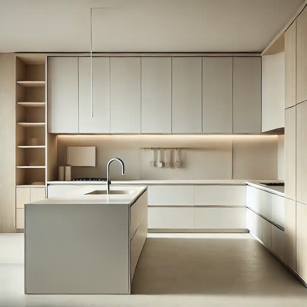 iluminación cocina moderna y color claro