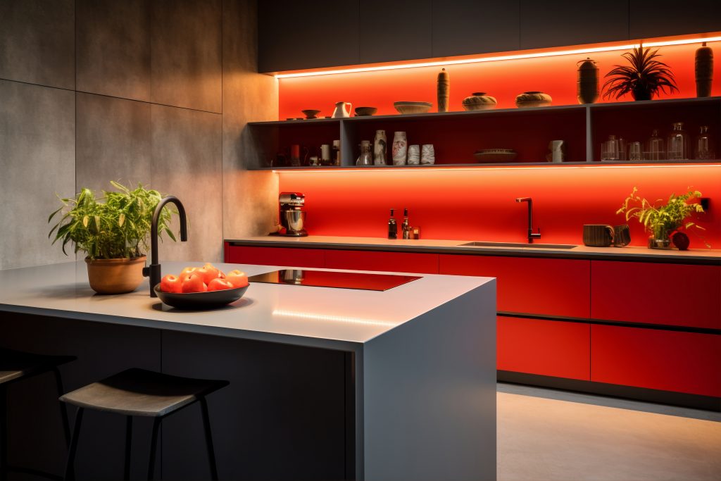 cocina moderna color rojo